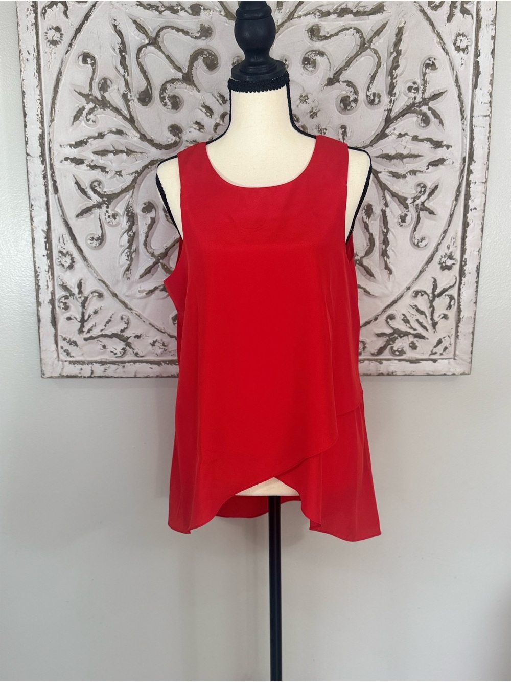 New York & Company Layered Sleeveless Blouse – Bright Orange  – Medium